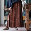 Vintage Women Skirts Print Floral Elastic Waist Autumn Loose Chinese Style Soft Female A-Line Skirts