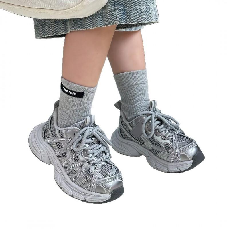 Kids Chunky Sneakers Girls Boys Breathable Mesh Upper Lightweight Comfortable Outdoor Sport Shoes