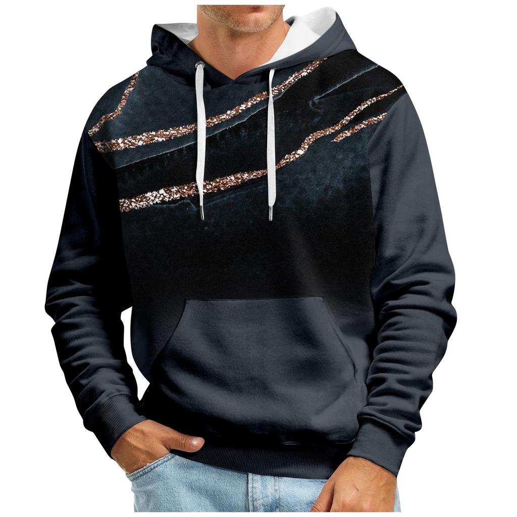 Осенний мужской свитер с большим капюшоном и цифровым принтом, новый большой базовый свитер