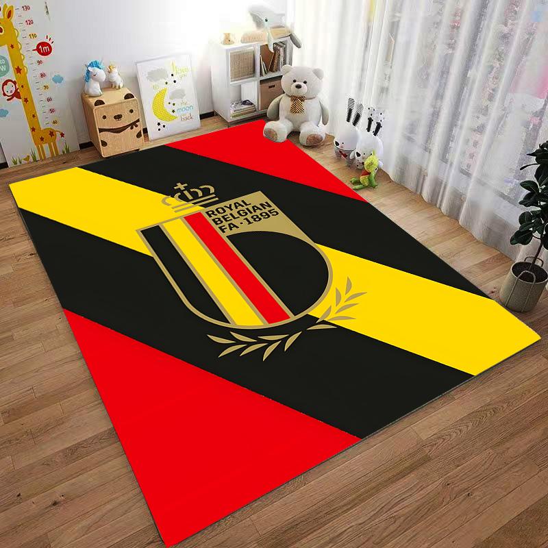 "Royal Belgian FA Logo Carpet with Black, Red, Yellow Stripes Design" Suitable for use as an anti-slip for living room bedroom sofas