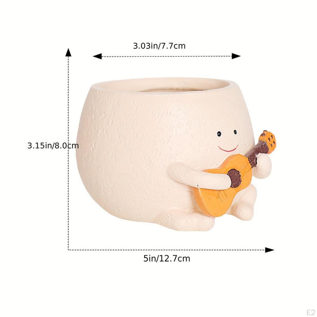 Smile Face Flower Pot Figurine Housewarming Gift Resin Ornament Decorative Planter for Farmhouse