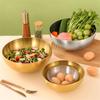 Single Layer Stainless Steel Salad Bowl Korean Tableware Dishes Ramen Fruit Noodle Bowls Utensils for Kitchen Food Container