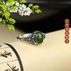 Adjustable Flower Ring Women Men Vintage Ethnic Style Red Agate Jade Oval Floral Statement