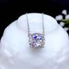 Silver 925 Original 5 Carat Diamond Test Past D Color Moissanite Pendant Necklace Classic Brilliant Cut Gemstone 4 Prong Chain