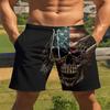 Летние мужские шорты для спорта на открытом воздухе с принтом черепа, пляжные повседневные плавки на шнурке, идеально подходят для отдыха на выходных