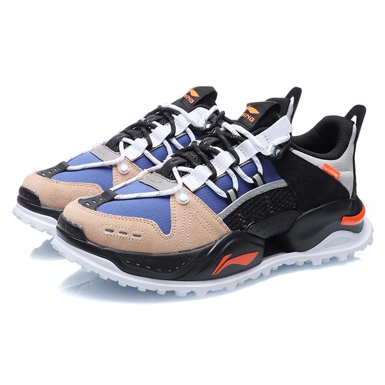 Li Ning Износостойкие Термоизоляционные Низкие Беговые Кроссовки Унисекс Синий Абрикосовый Черный AGLR011-3