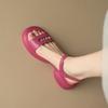 Thick-soled, Thick-heeled Shoes One-strap Sandals Women's Summer Open-toe Soft Leather Comfortable Casual Shoes