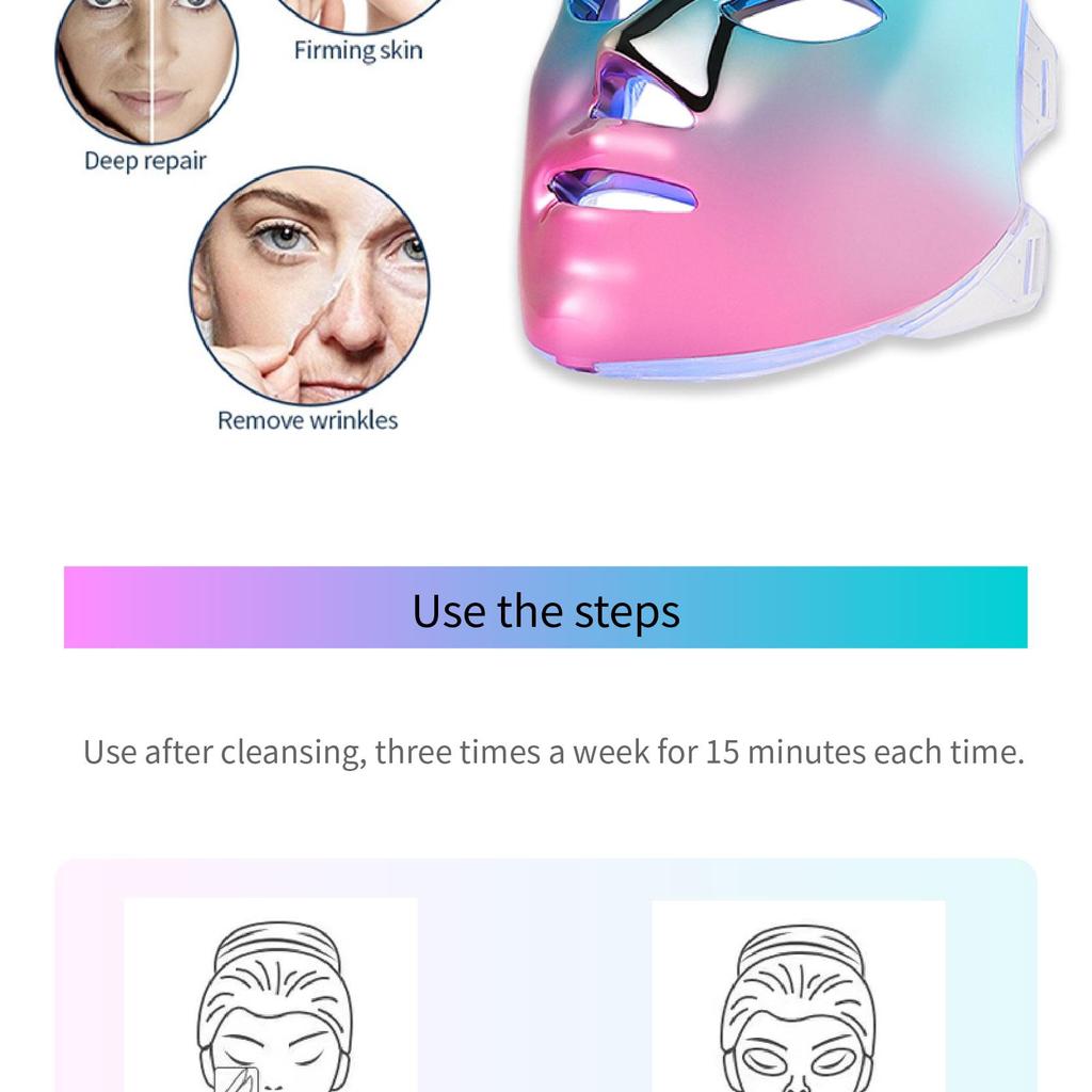 Premium 7 Colors LED Beauty Mask 600mAh Wireless Photon Facial Mask Machine Therapy Acne Anti Aging Skin Tightening Lifting Tool