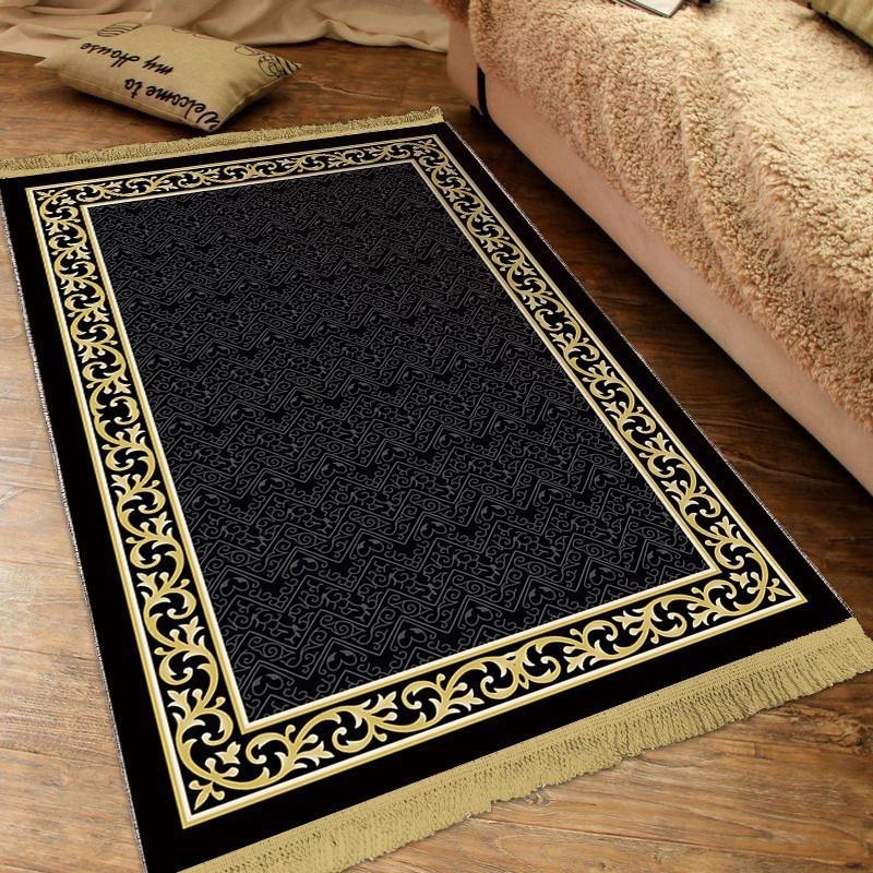 Thicken Soft Velvet Muslim Prayer Mat Prints Ramadan Worship Blanket Islamic Prayer Floor Rugs Tassels Portable Travel Rugs Gift