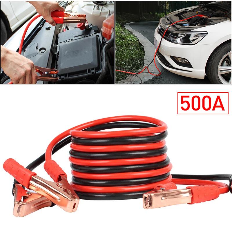 500A автомобильный аккумуляторный кабель, усилительный кабель, провода аварийного стартера, шнур питания для фургона, внедорожника, двусторонний с зажимами и зажимами