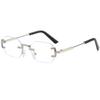 New fashionable retro square frameless trimmed sunglasses ins personalized versatile travel driving sunscreen sunglasses tide
