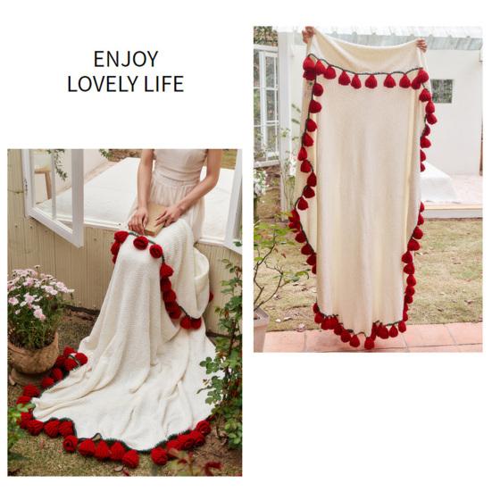 Вязаный крючком букет роз одеяло мягкое дышащее декоративное романтическое розовое цветочное вязаное одеяло