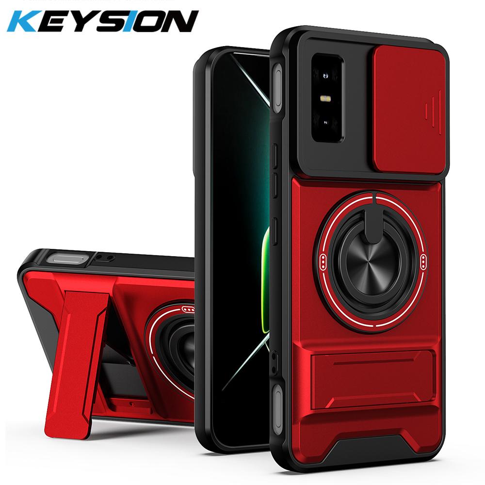 KEYSION Магнитный чехол для телефона для Infinix GT 30 30 Pro 5G Защита камеры со сдвижной крышкой Вертикальная подставка Кольцо 360 Ударопрочная задняя крышка