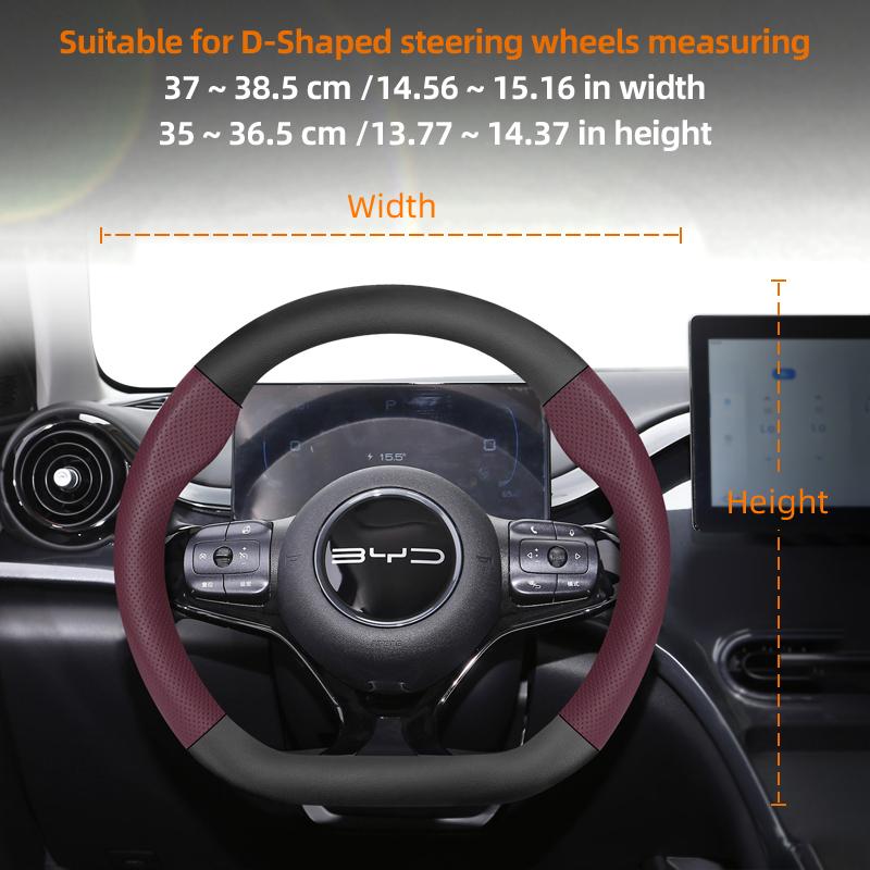 Suitable for Byd Breathable Leather Matte Carbon Fiber Texture Steering Wheel Cover Suitable for Dolphin Mini Seal Atto 3 King Shark 6 Song njbwy33