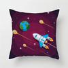 Cartoon Astronaut & Rocket Spaceship Pillow Cover Decor Space Theme Cushion Case for Sofa Bedroom, Galaxy Print  Pillow Cover