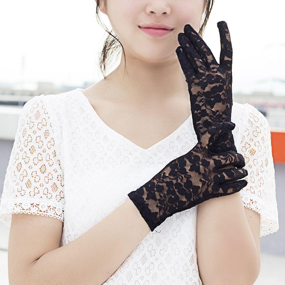 Fashion Driving Short Bride Lace Gloves UV Protection Gloves Sunscreen Gloves Hollow-Out Mittens
