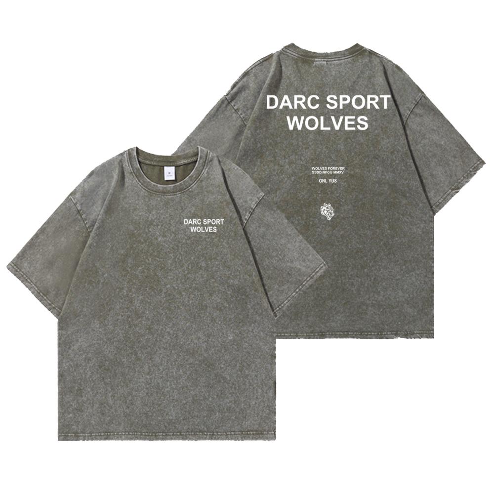 Darc Wolves Sport Vintage Washed T Shirts Gym Bodybuilding Oversize Men Clothing Summer Fitness TEE Workout Darc Sport T Shirts