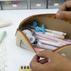 Leather Pencil Case Large Compartment Pencil Bag Water Resistant Clear Pen Pouches Pen Organizers Bag for Student Adult