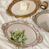 European Decorative Plates Storage Tray Mirror Oval Plate Jewelry Display Rotary Candy Decor Tray Make Up Mirror Home Decor