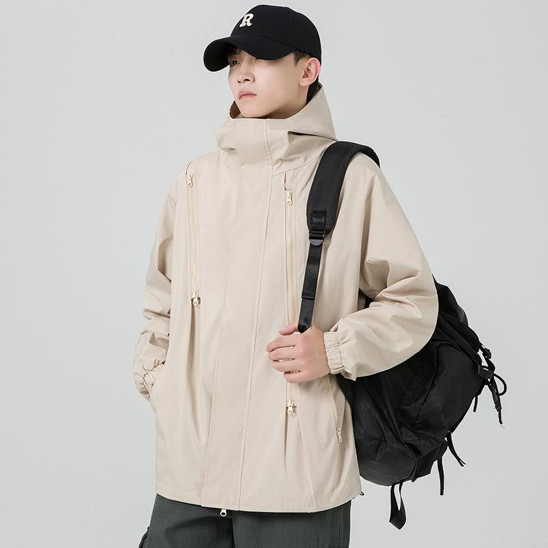 Мужская свободная функциональная куртка American High Street на молнии, модная спортивная куртка с капюшоном для отдыха на открытом воздухе