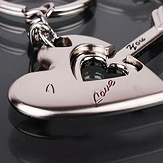 2Pcs/Set Creative Cupid's Arrow Heart Key Chains Key Rings for Lovers Xmas Gift