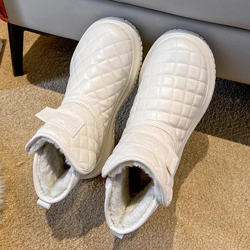 Зимняя женская теплая обувь из меха, новый бренд, короткие плюшевые ботильоны, зимние ботинки на плоской подошве, платформа, повседневная женская обувь, боты