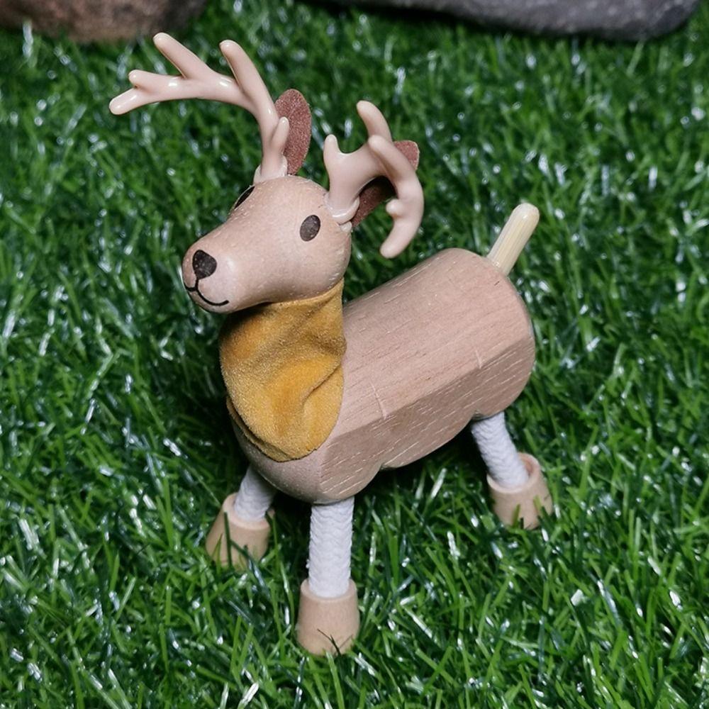 Giraffe Lion Wooden Animal Toys Movable Joint Bendable Wild Animal Figure Children Toys