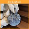 Bow Round Shape Denim Bag For Women Streetwear Fashion Large Capacity Casual Purse