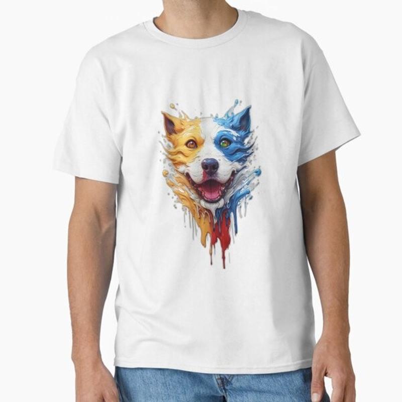Футболка с принтом 'Splash Art Dog Classic' Сделано в США АУ Размер S 2XL