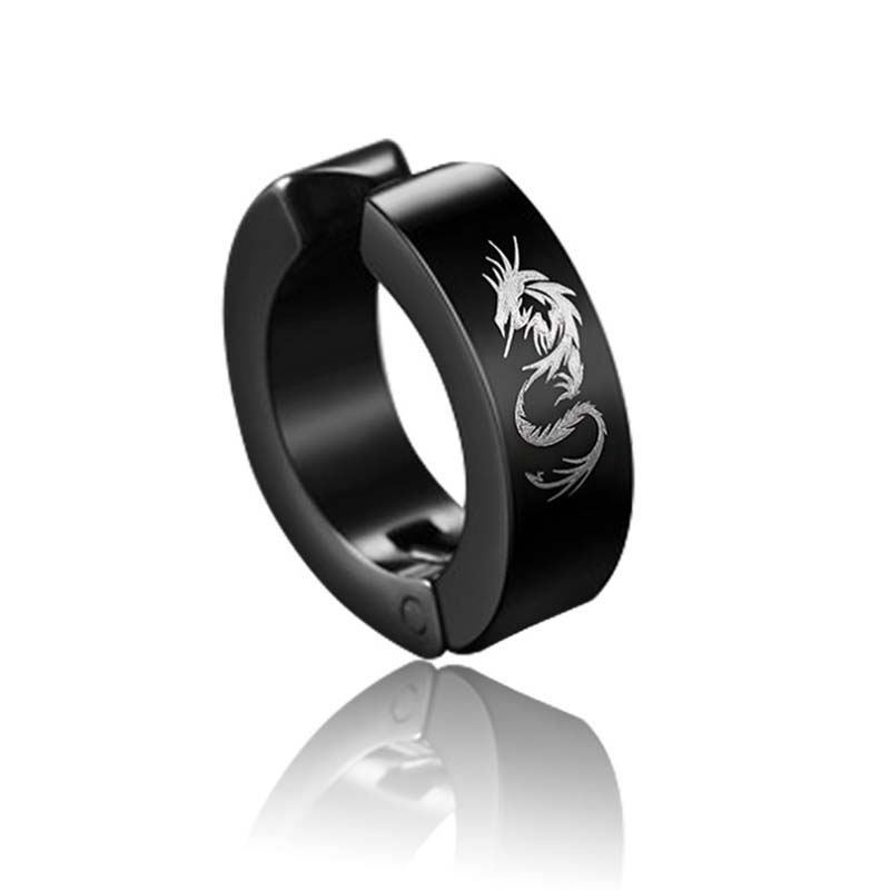 1 Pc Women Men Punk Earring Titanium Steel Black No Pierced Fake Earring Circle Ear Clip Pop Jewelry