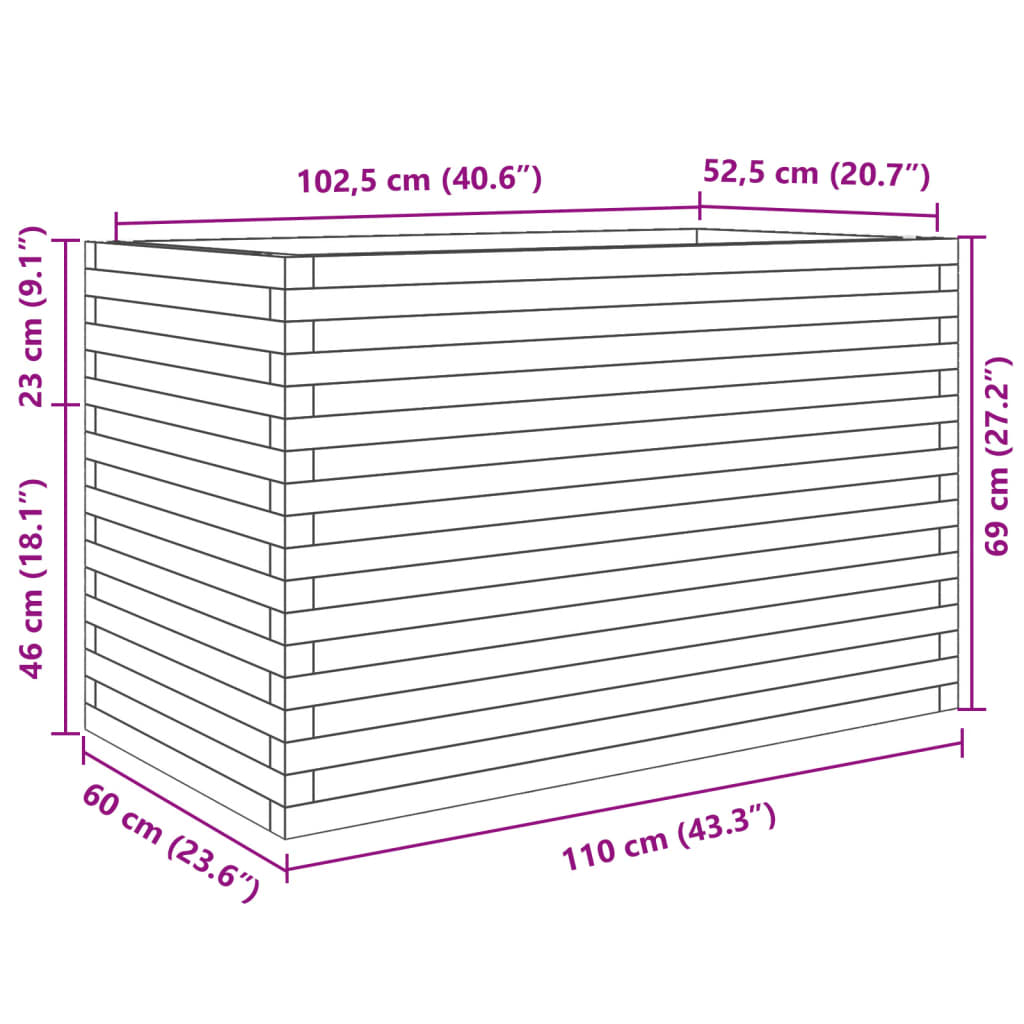 Plant Pot Wax Brown 110 x 60 x 68.5 cm Solid Pine Wood