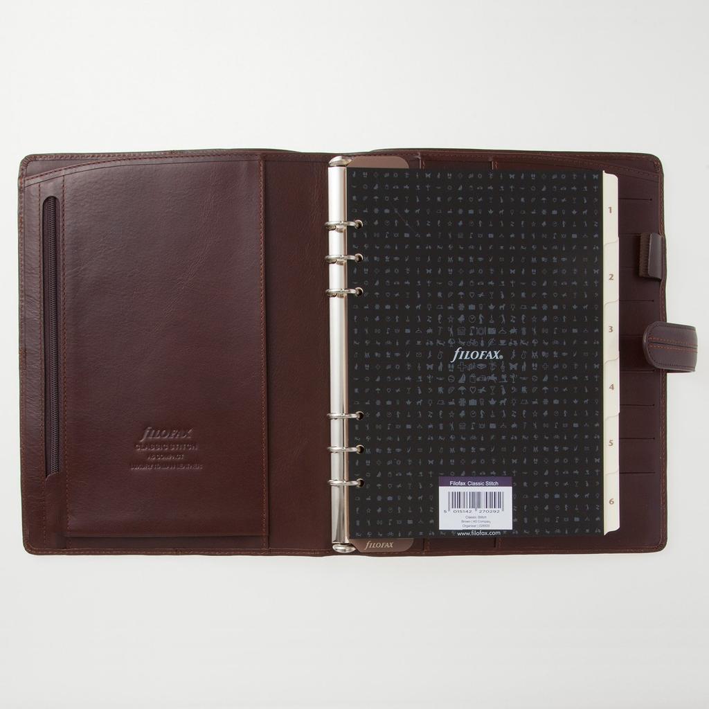 Filofax Classic Stitch System Organizer, A5, Brown, 028509