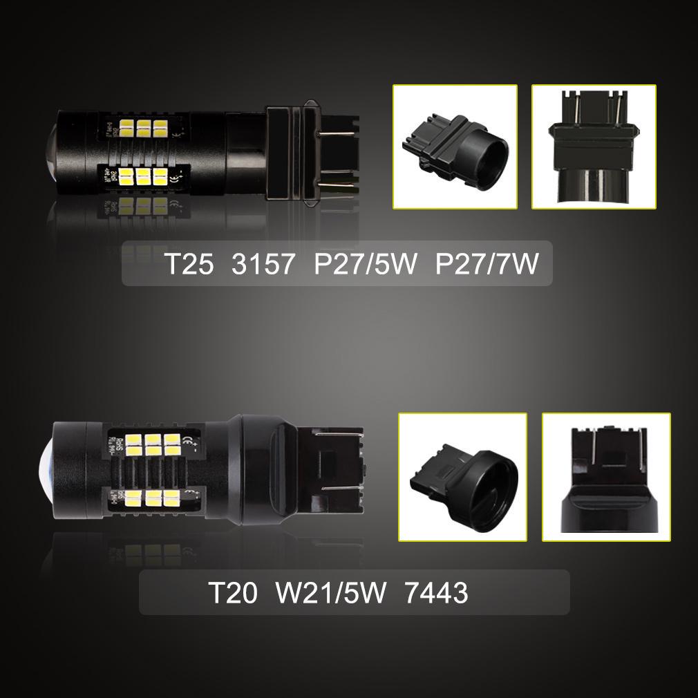 2шт 1200Lm T20 W21W LED W21 / 5W LED WY21W 7440 7443 Светодиодная лампа T25 3157 3156 p27 / 7w автомобильный тормозной фонарь заднего хода 12 В лампа указатель поворота