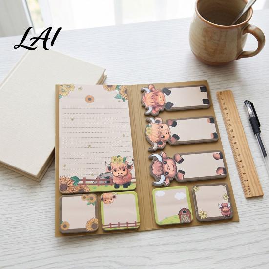 Sticky Notepads Set Highland Yak Shaped Set Cute Cartoon Paper Memo Pads Self Adhesive Page Markers Assorted Shapes And Sizes Index Tabs for