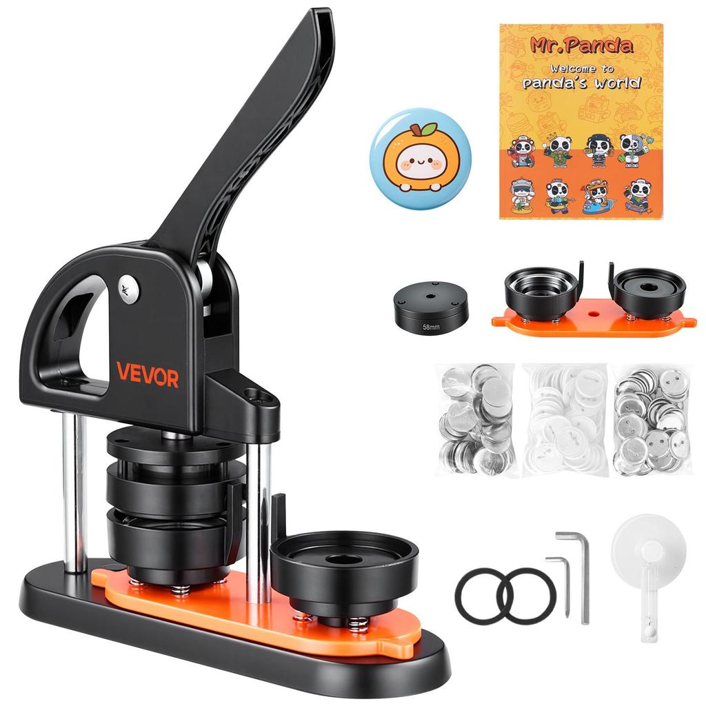 VEVOR Button Maker Machine, 2.28 inch/58mm Pin Maker, Installation-Free Badge Punch Press Kit