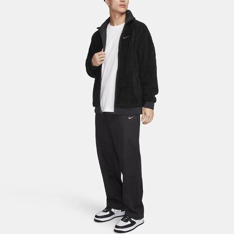Nike Мужская двусторонняя флисовая куртка с воротником-стойкой и длинным рукавом, верхняя одежда, черная FQ8044-010