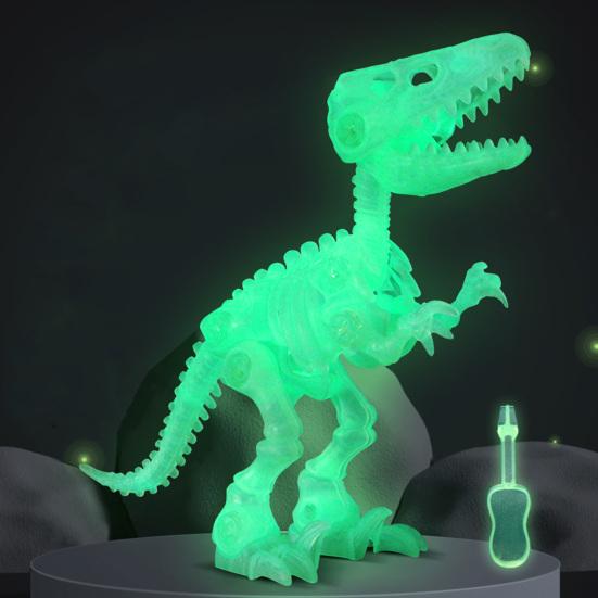 Светящийся в темноте скелет динозавра Игрушка 3D-печать Подвижная челюсть Тираннозавр Игрушка-антистресс Сочлененная модель динозавра Фигурка Настольное украшение Дети Взрослые