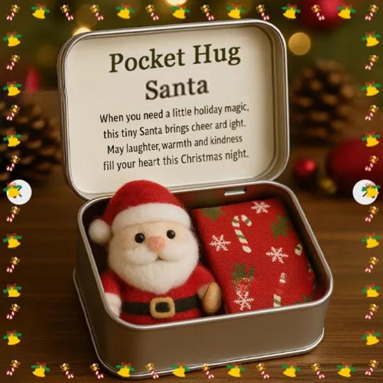 Christmas Pocket Hug Gift Handmade Felt Doll In A Box Little Pocket Hug with Gift Card Thoughtful Gift for Friends Family