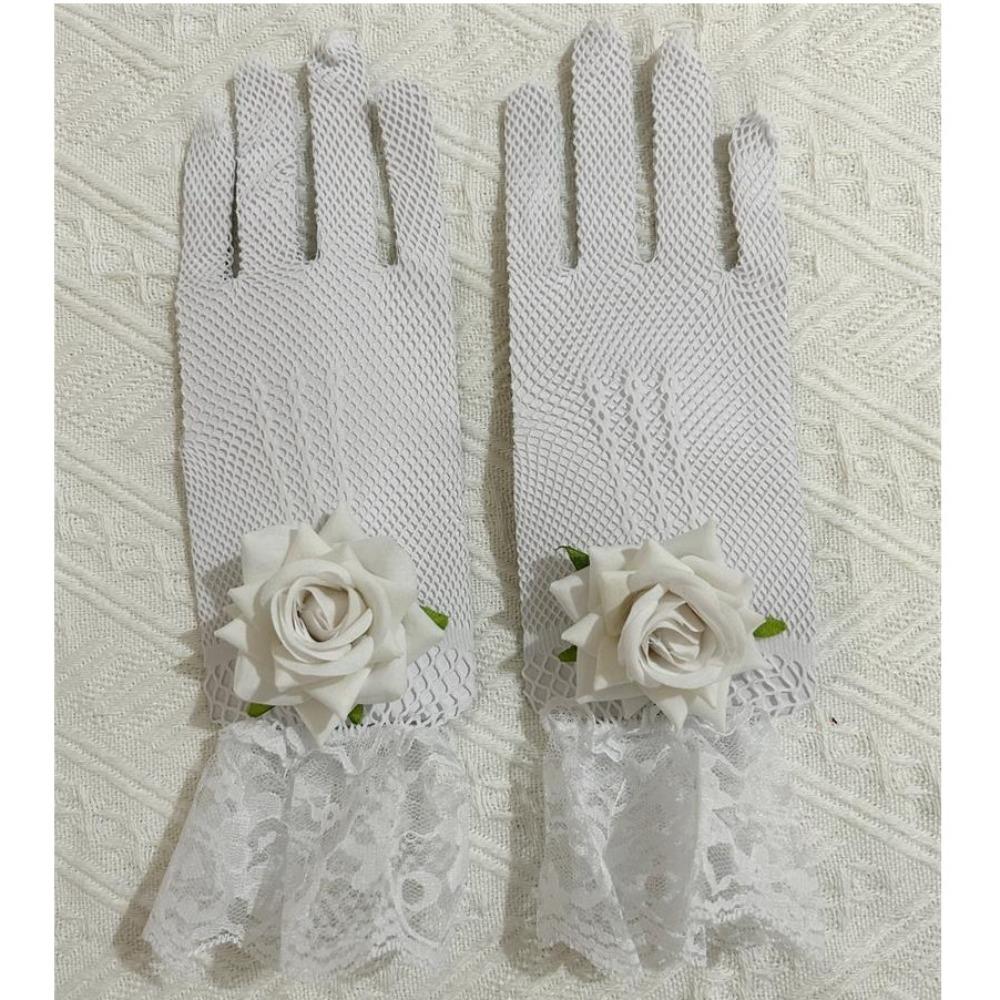 New Rose Flower Lace Mesh Mittens Party Dress Punk Hip Hop Performance Gloves Cosplay Dance Costume Fishnet Gloves Sexy