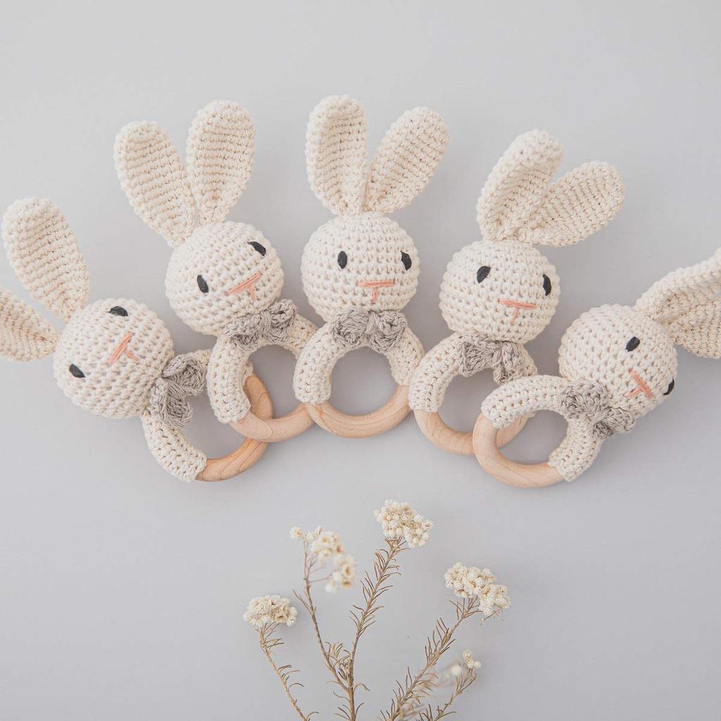 Mamimami Домашняя игрушка-погремушка Кролик-колокольчик 1 Мозговая сила Мягкая игрушка из бука, лижущая руку новорожденному, держатель для подарка, деталь, развитие, животное, погремушка, деревянная,