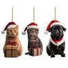 Многоцелевой Стильный Рождественский Брелок с Мопсом, Мультяшные Коты, Прочная Акриловая Подвеска-Шарм для Сумок, Подвесное Украшение