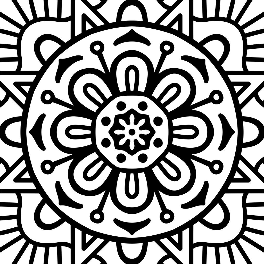 Printtoo Craft Textile Square Stamp Mandala Цветочный узор Деревянные резиновые штампы-2 x 2