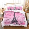 3D Eiffel Tower Bedding Set French Romantic Love Duvet Cover 2/3 Pieces AU180 * 210 Single/Double Soft Washable Home Decoration