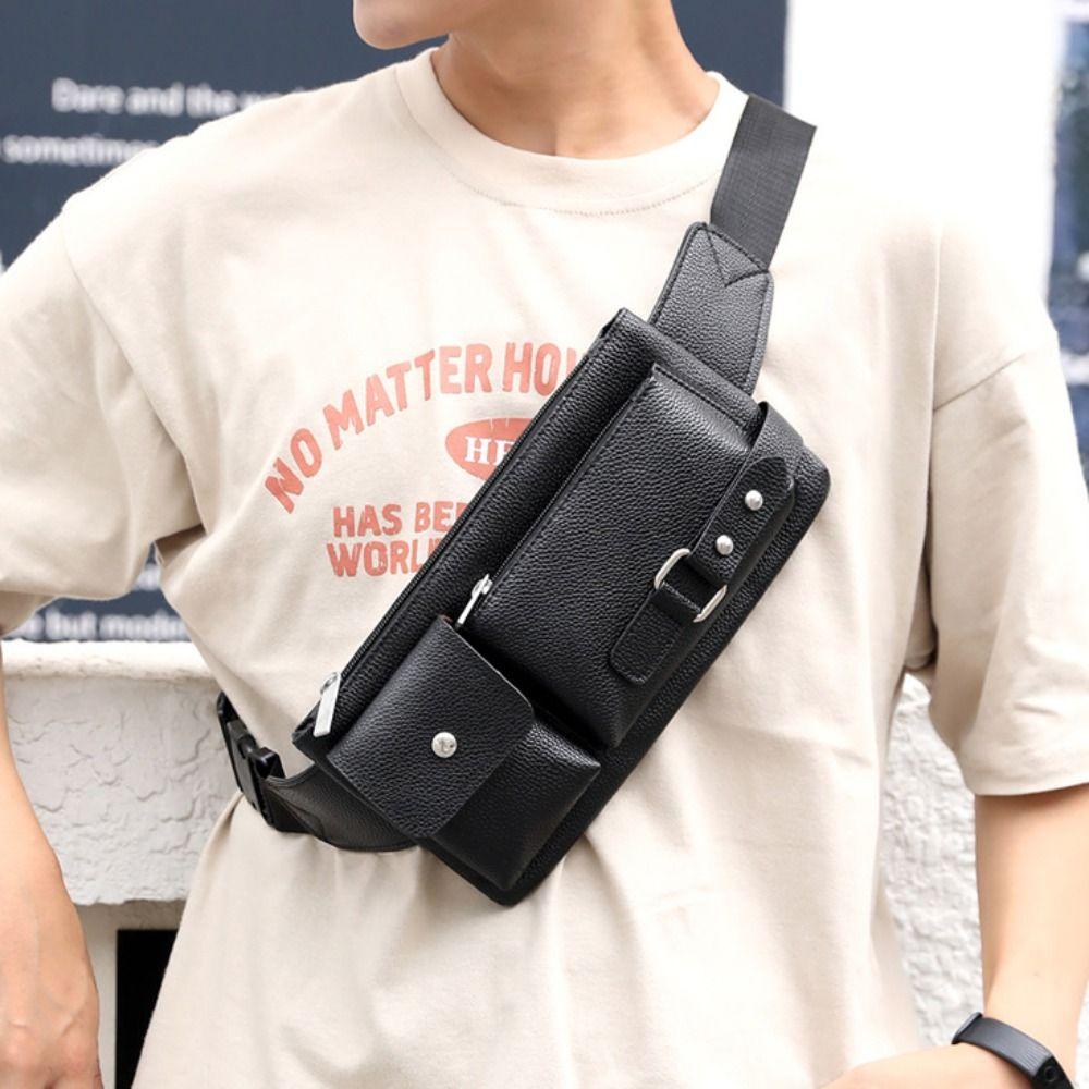 Водонепроницаемая мужская кожаная поясная сумка, регулируемый ремень, поясная сумка из ПУ кожи, для улицы