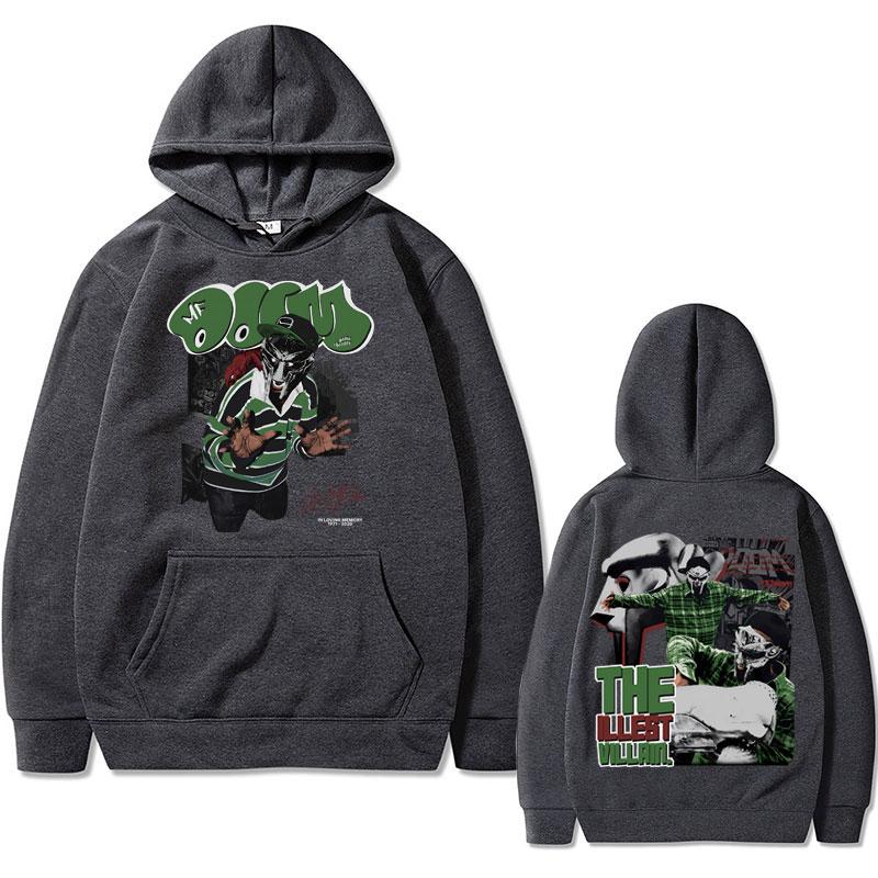 Худи с принтом Mfdoom Madvillainy The Illest Villa с двойной печатью, мужское, свободное, хип-хоп, свитшоты, мужские, с флисом, хлопковые, с капюшоном