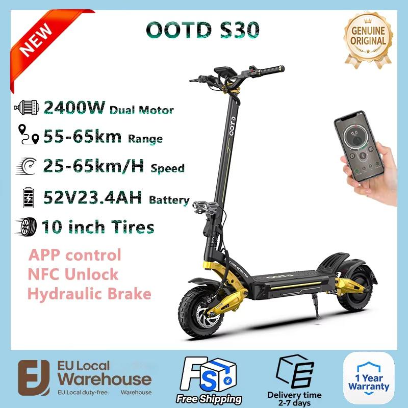 OOTD S30 Electric Scooter 2400W Dual Motor 52V23.4AH Support APP NFC Unlock Hydraulic brake 10 inch Tire Commuter Fold E-Scooter