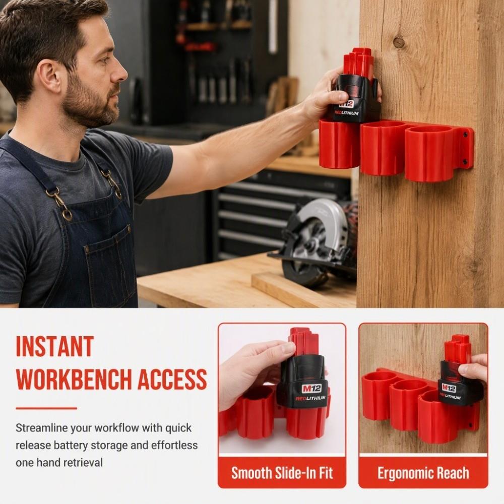 2pcs Wall Mountable Wall Mount Battery Rack Battery Holders Pack For Milwaukee M12