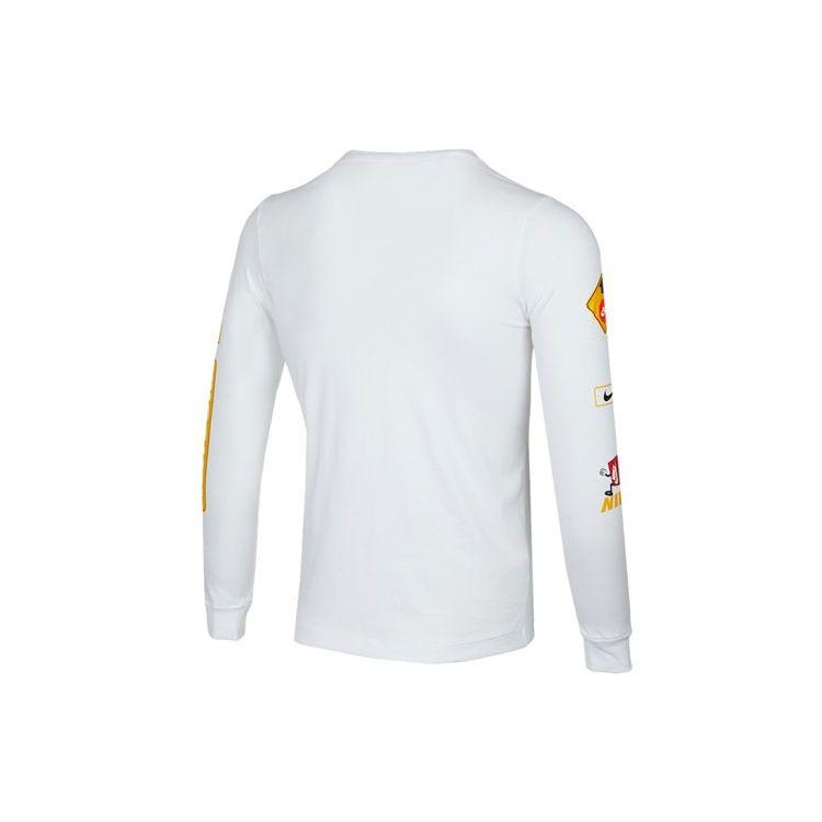 Nike Logo Print Round Neck Long Sleeve T-Shirt Kids Tops White DJ6649-100