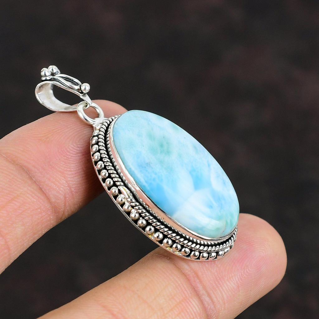 Подвеска из ларимара, натуральный драгоценный камень, кулон из стерлингового серебра 925 пробы, кулон ручной работы, ювелирные изделия из ларимара, совершенно новые кулоны, подарки на свадьбу