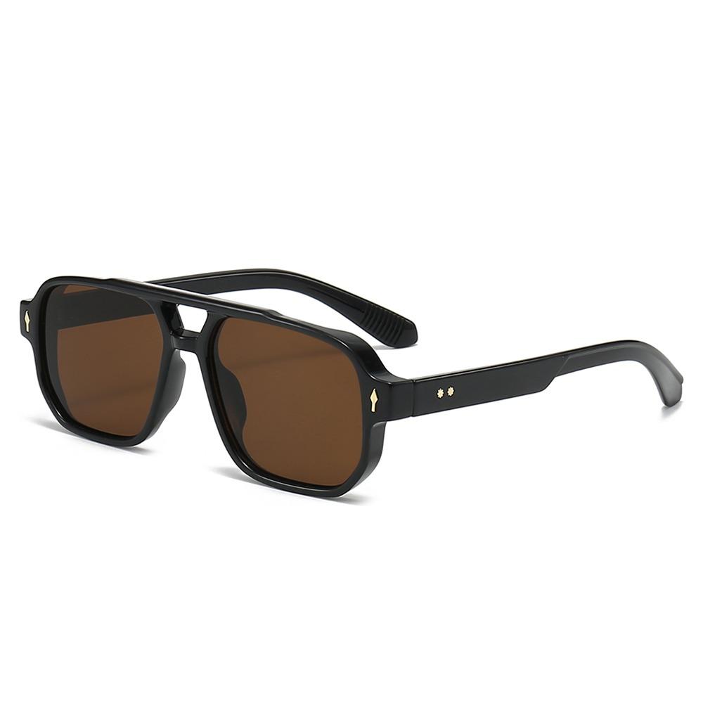 Модные ретро мужские солнцезащитные очки с двойной переносицей, защита UV400, заклепки, солнцезащитные очки, квадратные дизайнерские очки-авиаторы для женщин и мужчин